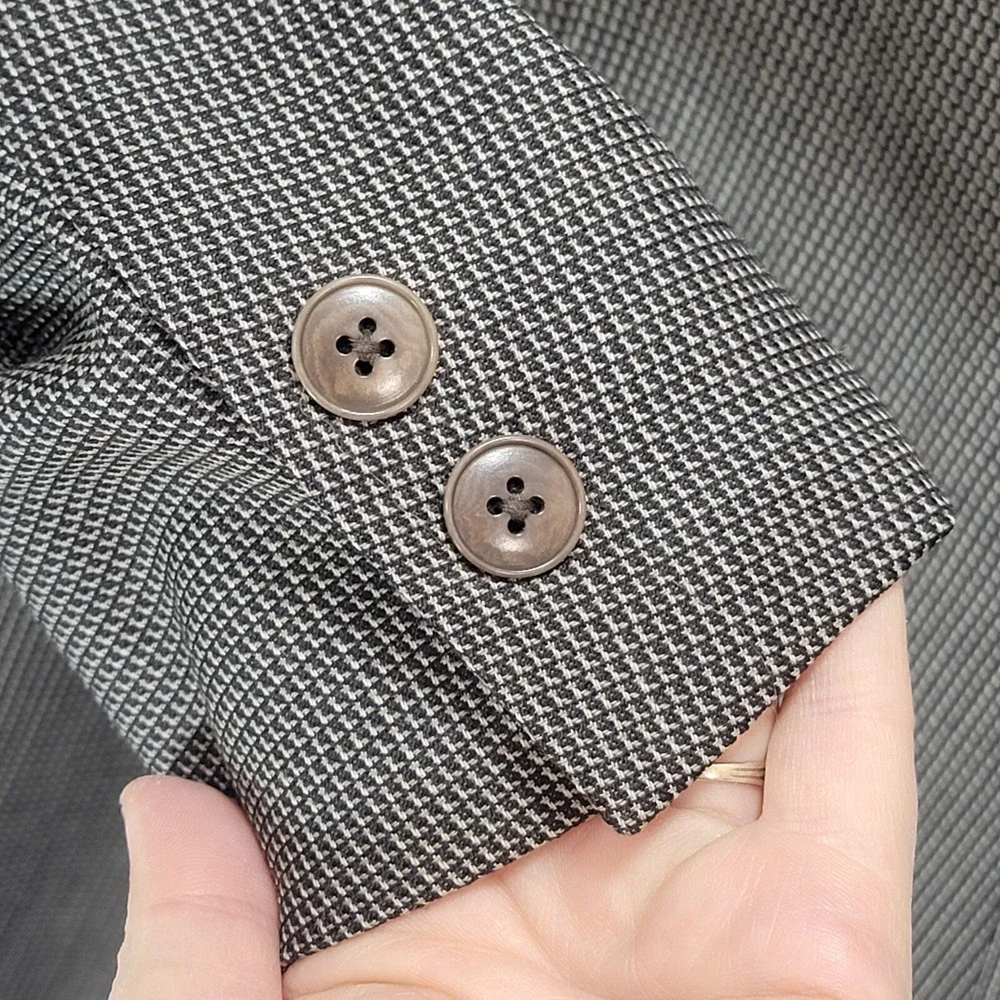 Kenneth Cole Houndstooth Wool Sport Coat Jacket Men 44R Brown Business USA Union